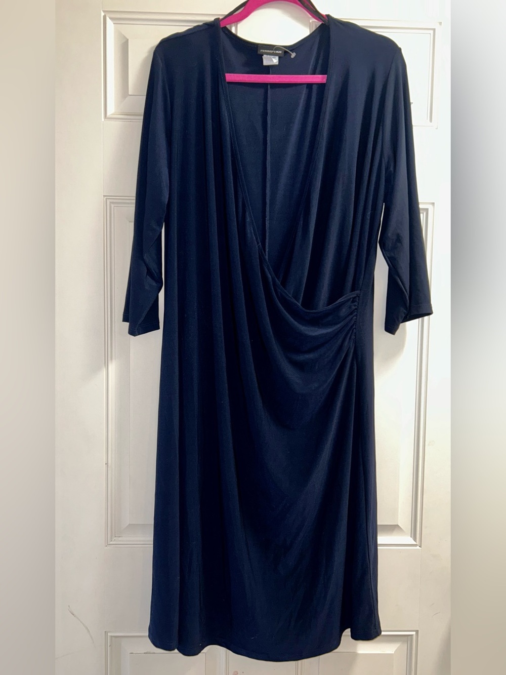 NWT Perseption Navy Faux-Wrap Midi Dress